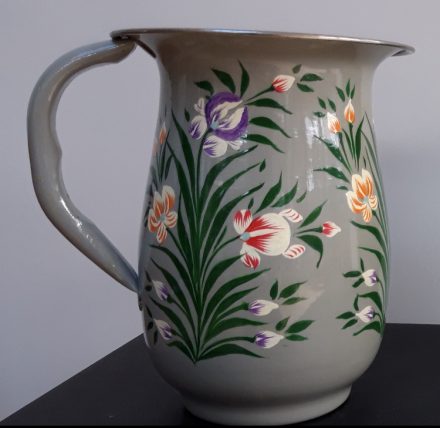 Jasmine White London Ava handpainted jug Grey with Iris